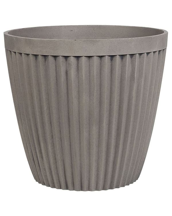 Set med 2 Krukor Taupe Stenblandning ⌀ 36 cm Massiv Runda Utomhus Väderbeständig