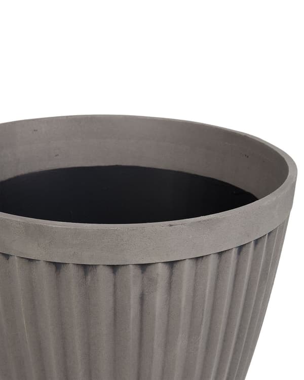 Set med 2 Krukor Taupe Stenblandning ⌀ 36 cm Massiv Runda Utomhus Väderbeständig