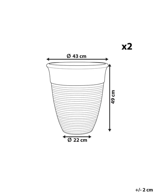 Sett med 2 blomsterpotter Brun Steinblanding Polyresin ø 43 cm Ensfarget Værbestandig Tilbehør Dekorasjon Hage Utendørs