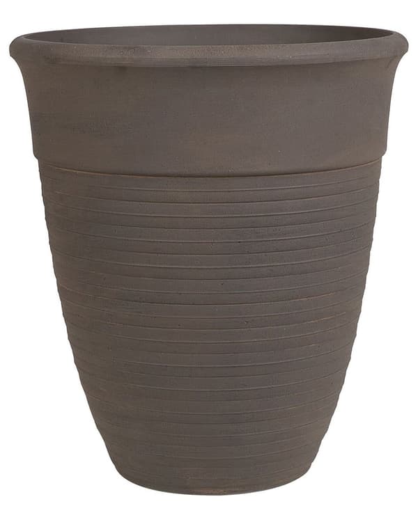 Sett med 2 blomsterpotter Brun Steinblanding Polyresin ø 43 cm Ensfarget Værbestandig Tilbehør Dekorasjon Hage Utendørs