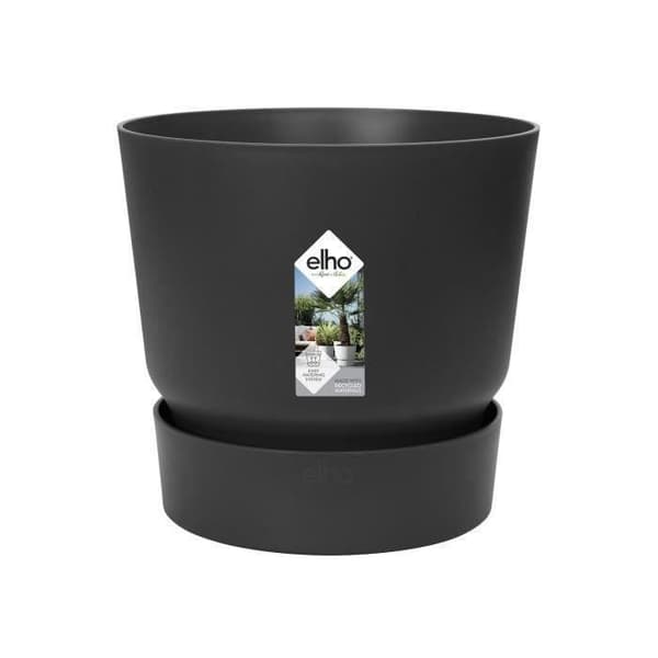 ELHO Greenville 30 pyöreä kukkaruukku - Ulkona - Ã 29,5 x P 27,8 cm - Musta elävä
