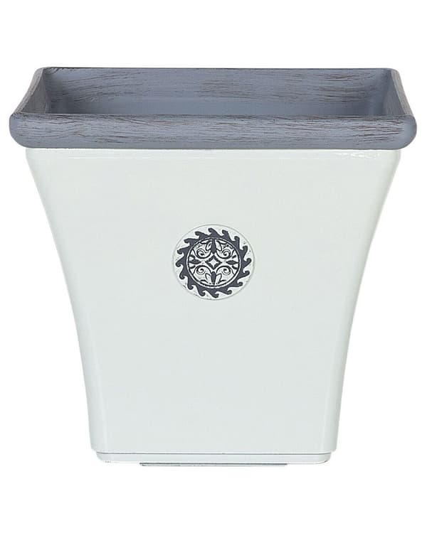 Sæt med 2 Blomsterpotter Hvid Fiberler 32 x 32 x 31 cm Udendørs Indendørs Vejrresistente Moderne Glamour Stil