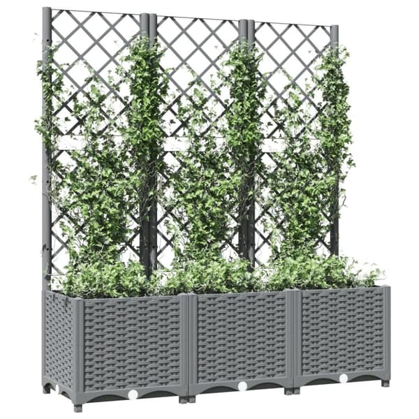 vidaXL plantekasse med espalier 120x40x136 cm PP lysegrå