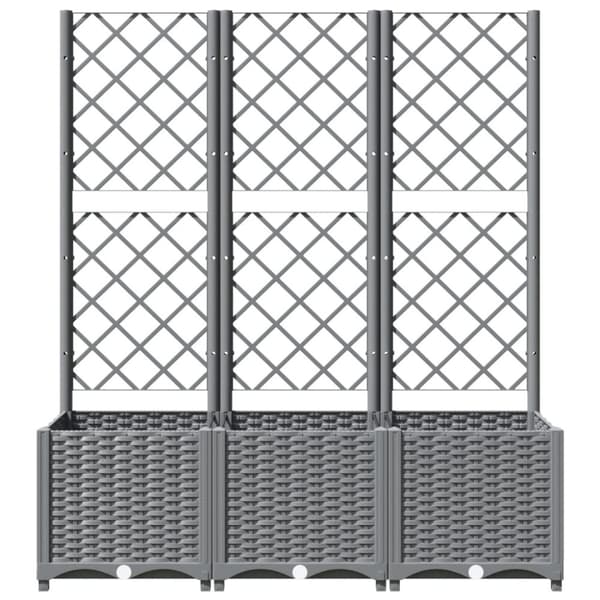 vidaXL plantekasse med espalier 120x40x136 cm PP lysegrå