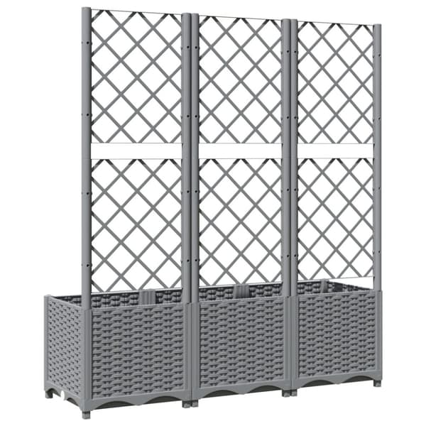 vidaXL plantekasse med espalier 120x40x136 cm PP lysegrå