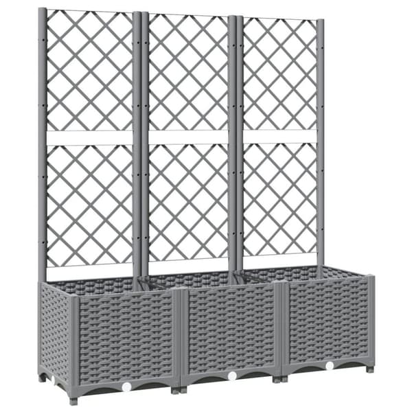 vidaXL plantekasse med espalier 120x40x136 cm PP lysegrå