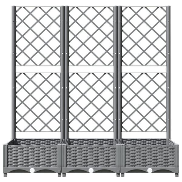 vidaXL plantekasse med espalier 120x40x121,5 cm PP lysegrå