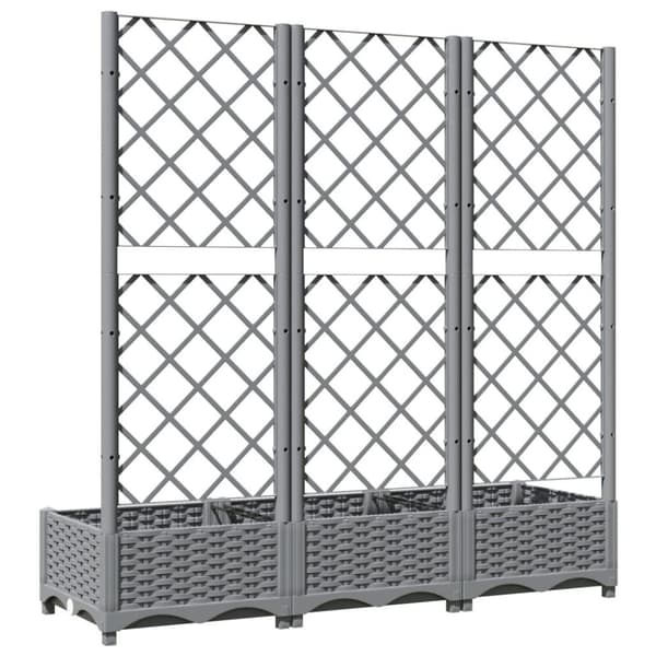 vidaXL plantekasse med espalier 120x40x121,5 cm PP lysegrå