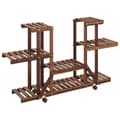 Miniatyrbilde 3 av 9: vidaXL Blomsterstativ med hjul 110x25x78 cm heltre gran