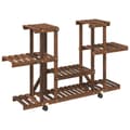 Miniatyrbilde 1 av 9: vidaXL Blomsterstativ med hjul 110x25x78 cm heltre gran