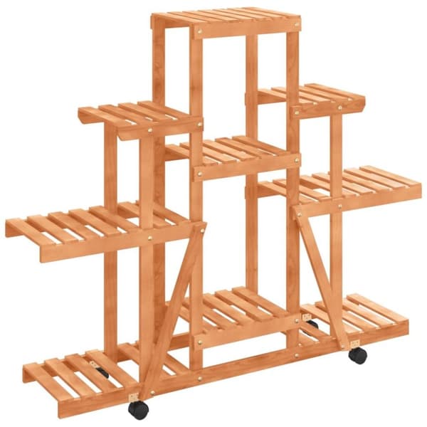 vidaXL Växtställ med hjul 110x25x101 cm massiv furu