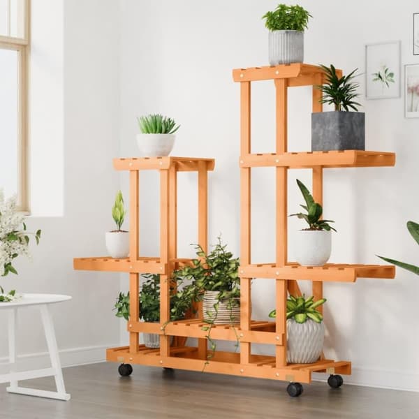vidaXL Blomsterstativ med hjul 95x25x101 cm heltre gran