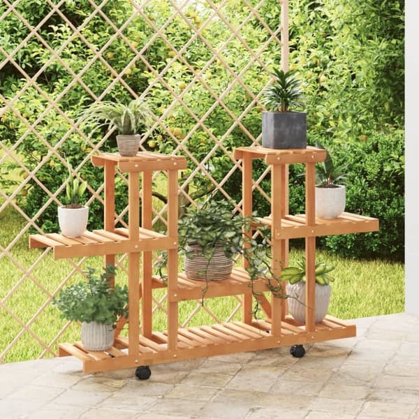 vidaXL Blomsterstativ med hjul 110x25x78 cm heltre gran