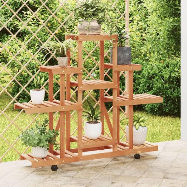 vidaXL blomsterstativ med hjul 110x25x101 cm massivt fyrretræ