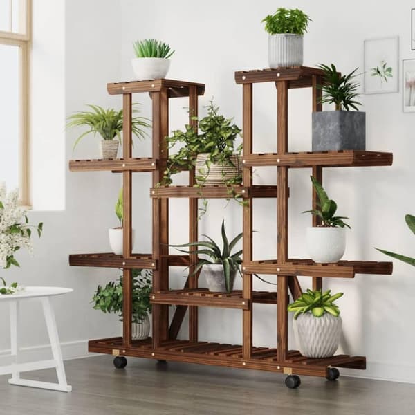 vidaXL blomsterstativ med hjul 110x25x115 cm massivt fyrretræ