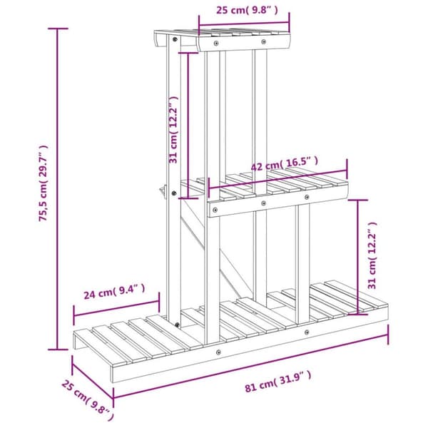 vidaXL Kukkateline 81x25x75,5 cm täysi kuusi