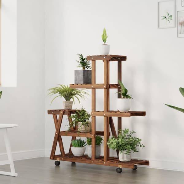 vidaXL blomsterstativ med hjul 95x25x101 cm massivt fyrretræ
