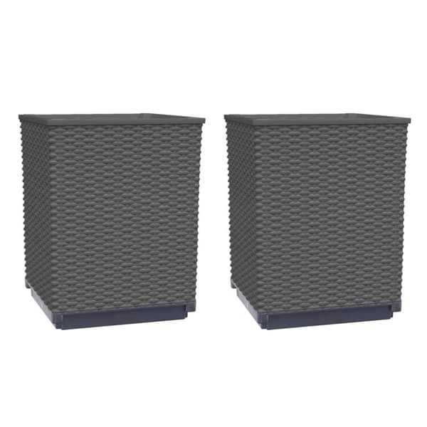 vidaXL Kukkalaatikot 2 kpl musta 30x30x37 cm polypropeeni