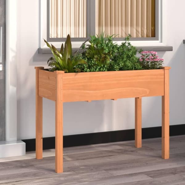 vidaXL plantekasse med foring 118x59x76 cm massivt fyrretræ brun