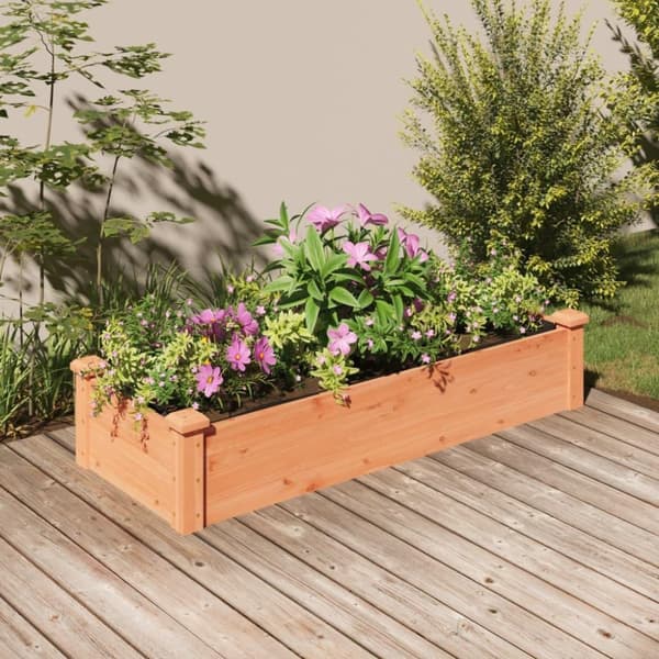 vidaXL højbed med foring 120x45x25 cm massivt fyrretræ brun