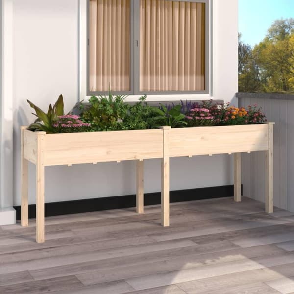 vidaXL plantekasse med foring 203x53x76 cm massivt fyrretræ