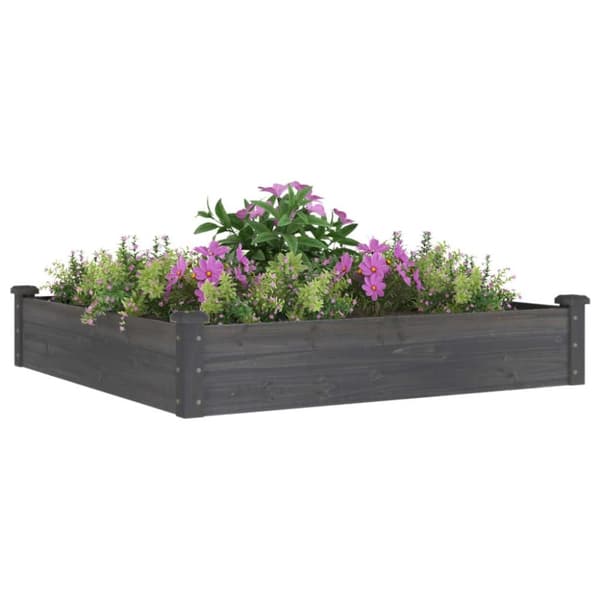 vidaXL højbed med foring 120x120x25 cm massivt fyrretræ grå