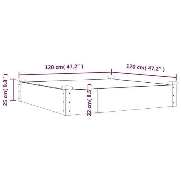 vidaXL højbed med foring 120x120x25 cm massivt fyrretræ grå