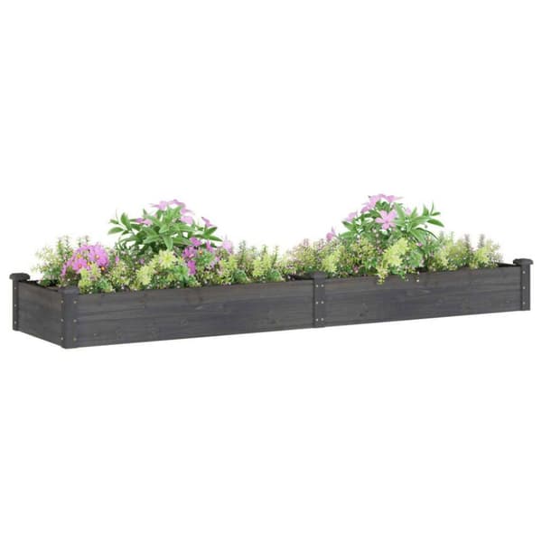vidaXL plantekasse med foring 240x60x25 cm massivt fyrretræ grå