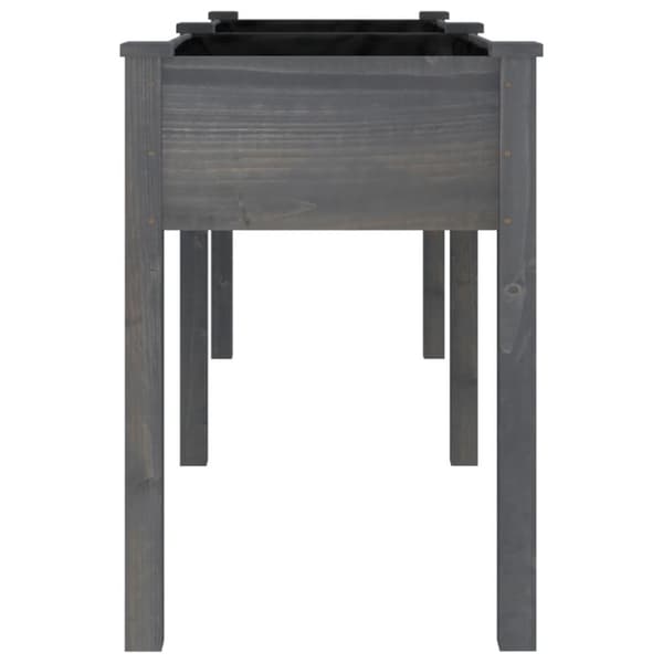 vidaXL Plantekasse med foring grå 203x53x76 cm heltre gran