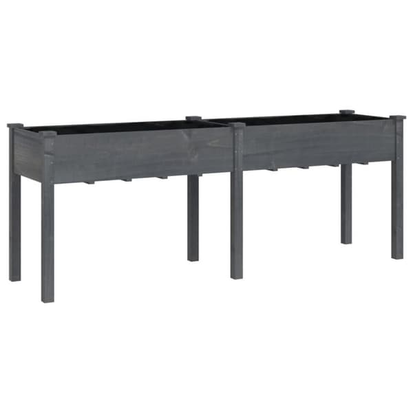 vidaXL Plantekasse med foring grå 203x53x76 cm heltre gran