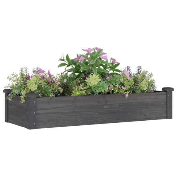 vidaXL Odlingslåda med foder grå 120x45x25 cm massivt granträ