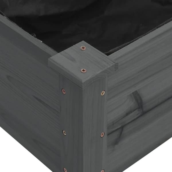 vidaXL Odlingslåda med foder grå 120x45x25 cm massivt granträ