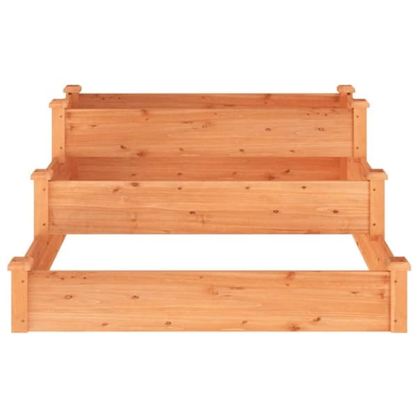 vidaXL Korotettu kukkalaatikko punaruskea 120x120x56 cm täysi kuusi