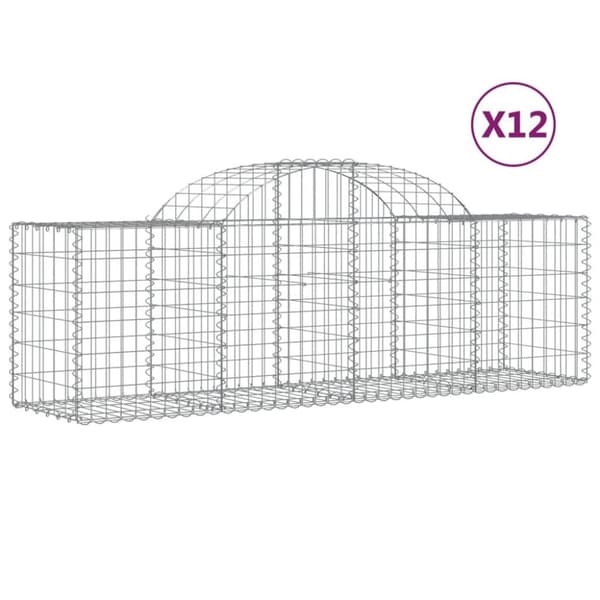 vidaXL Gabionkurver buede 12 stk 200x50x60/80 cm galvanisert jern