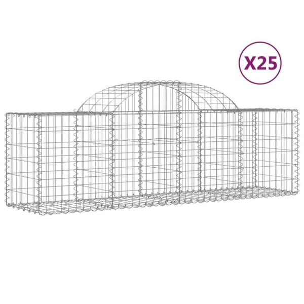 vidaXL Gabionkurver buede 25 stk 200x50x60/80 cm galvanisert jern
