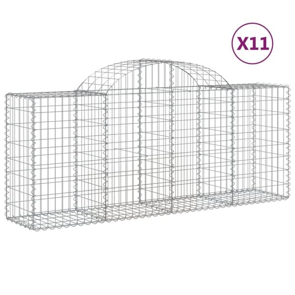 vidaXL Gabioner bågformade 11 st 200x50x80/100 cm galvaniserat järn