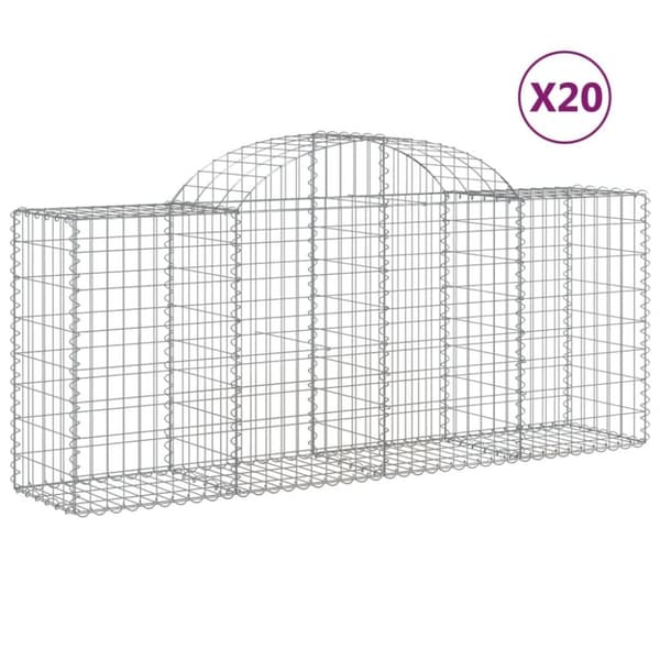 vidaXL Gabionkurver buede 20 stk 200x50x80/100 cm galvanisert jern