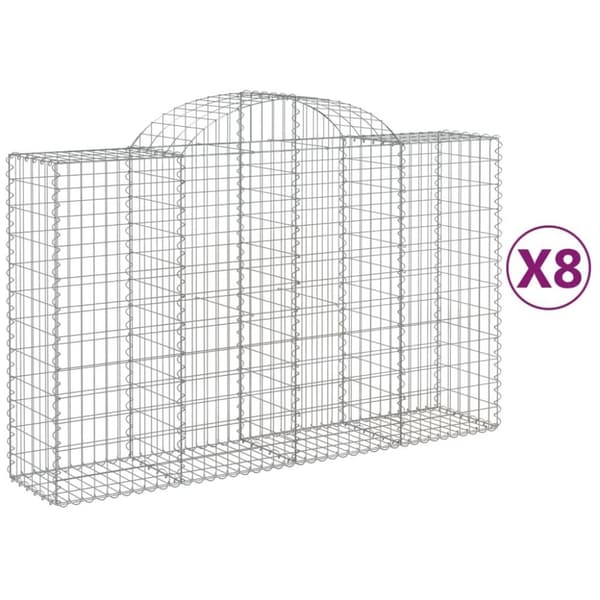 vidaXL Gabionkurver buede 8 stk 200x50x120/140 cm galvanisert jern