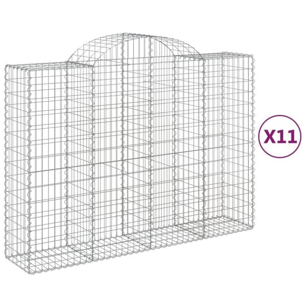 vidaXL Gabionkurver buede 11 stk 200x50x140/160 cm galvanisert jern