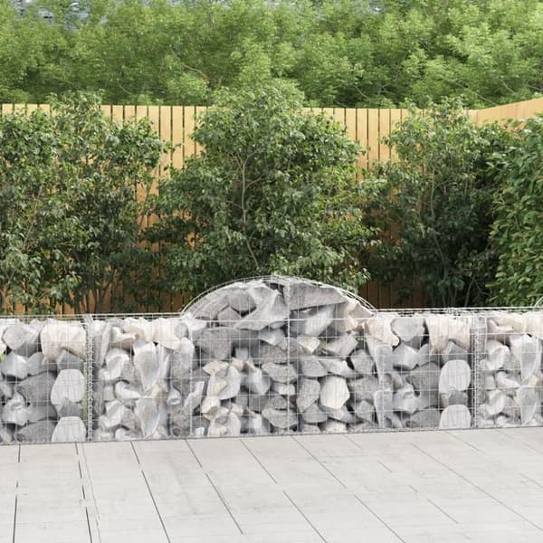 vidaXL buede gabionkurve 14 stk. 200x50x60/80 cm galvaniseret jern