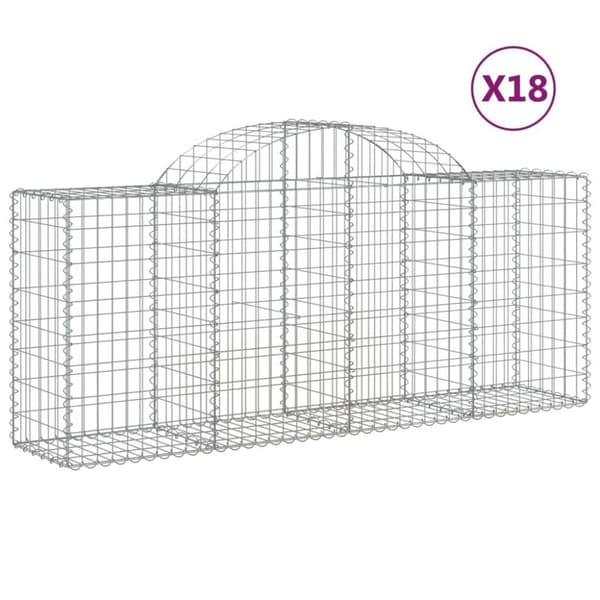 vidaXL buede gabionkurve 18 stk. 200x50x80/100 cm galvaniseret jern