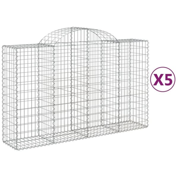 vidaXL Kaarevat kivikorit 5 kpl 200x50x120/140 cm galvanoitu rauta