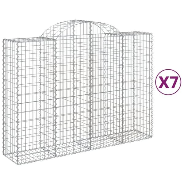 vidaXL buede gabionkurve 7 stk. 200x50x140/160 cm galvaniseret jern
