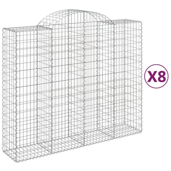 vidaXL buede gabionkurve 8 stk. 200x50x160/180 cm galvaniseret jern