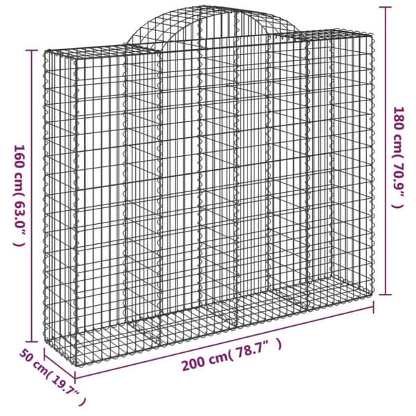 vidaXL Kaarevat kivikorit 13 kpl 200x50x160/180 cm galvanoitu rauta