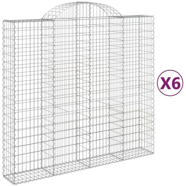 vidaXL Gabionkurver buede 6 stk 200x50x180/200 cm galvanisert jern