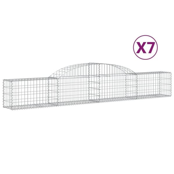 vidaXL Gabioner bågformade 7 st 300x30x40/60 cm galvaniserat järn