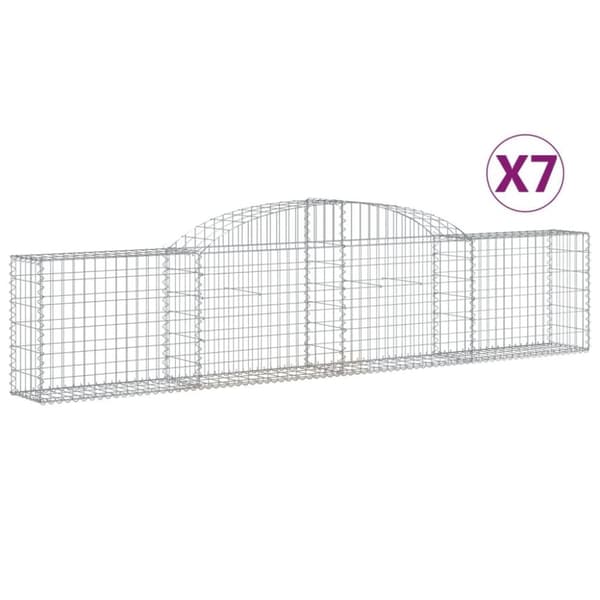 vidaXL Gabionkurver buede 7 stk 300x30x60/80 cm galvanisert jern