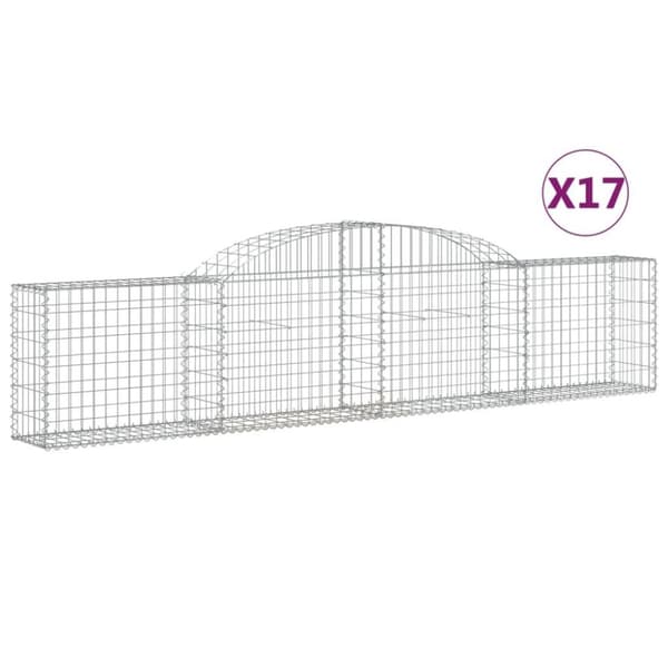 vidaXL Gabioner bågformade 17 st 300x30x60/80 cm galvaniserat järn
