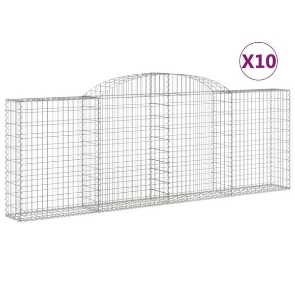vidaXL Gabionkurver buede 10 stk 300x30x100/120 cm galvanisert jern